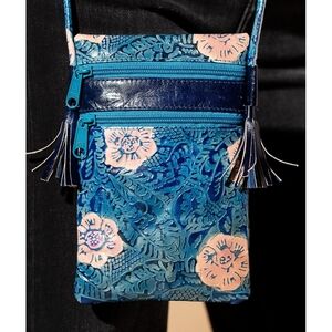 HANDMADE/PAINTED •The Sienna• Genuine Leather Ruggine Cellphone Crossbody Bag